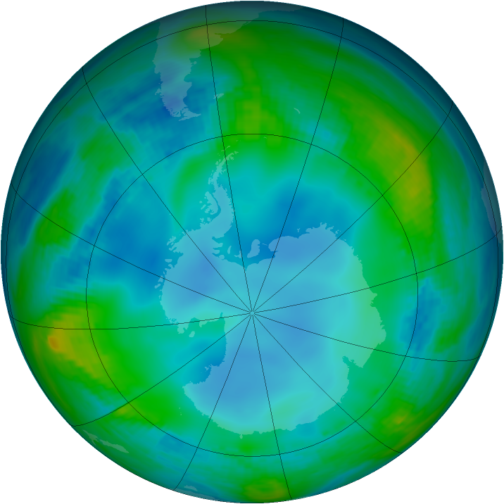 Antarctic ozone map for 03 June 1988
